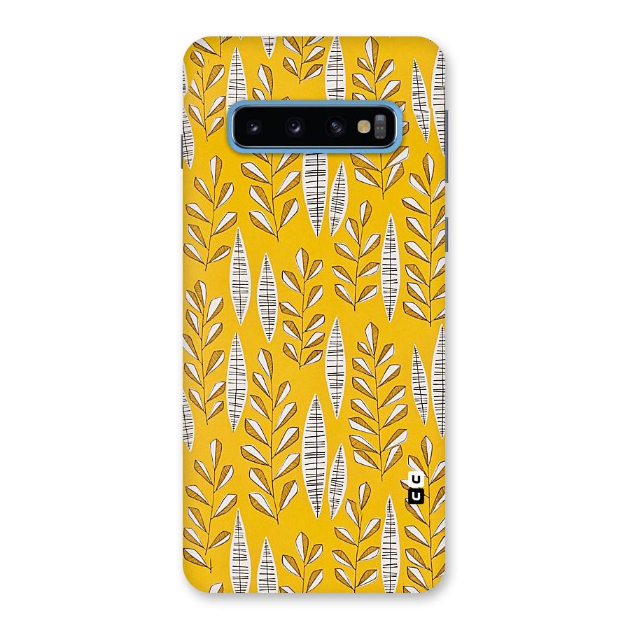 Yellow Leaf Pattern Back Case for Galaxy S10