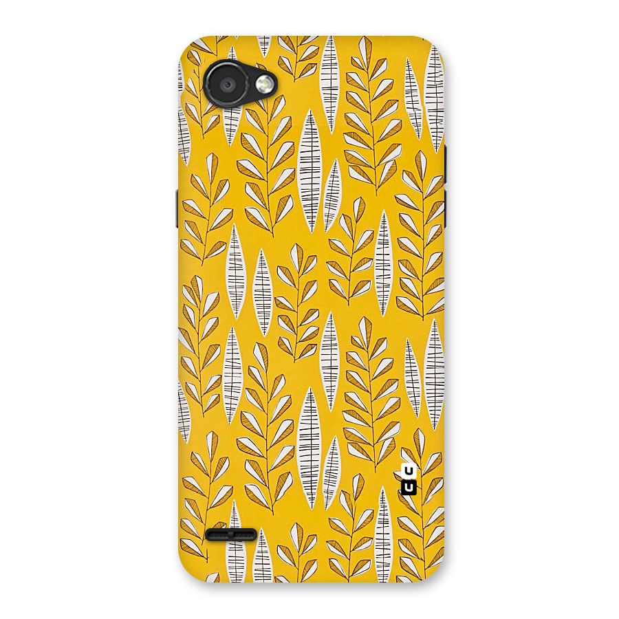 Yellow Leaf Pattern Back Case for LG Q6