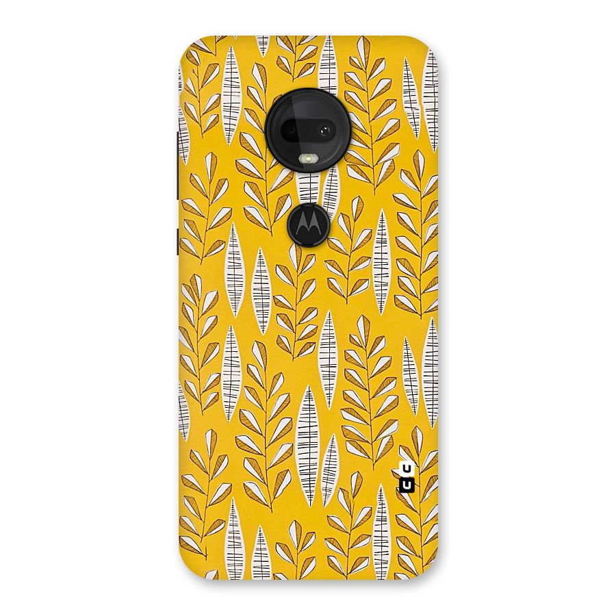 Yellow Leaf Pattern Back Case for Moto G7