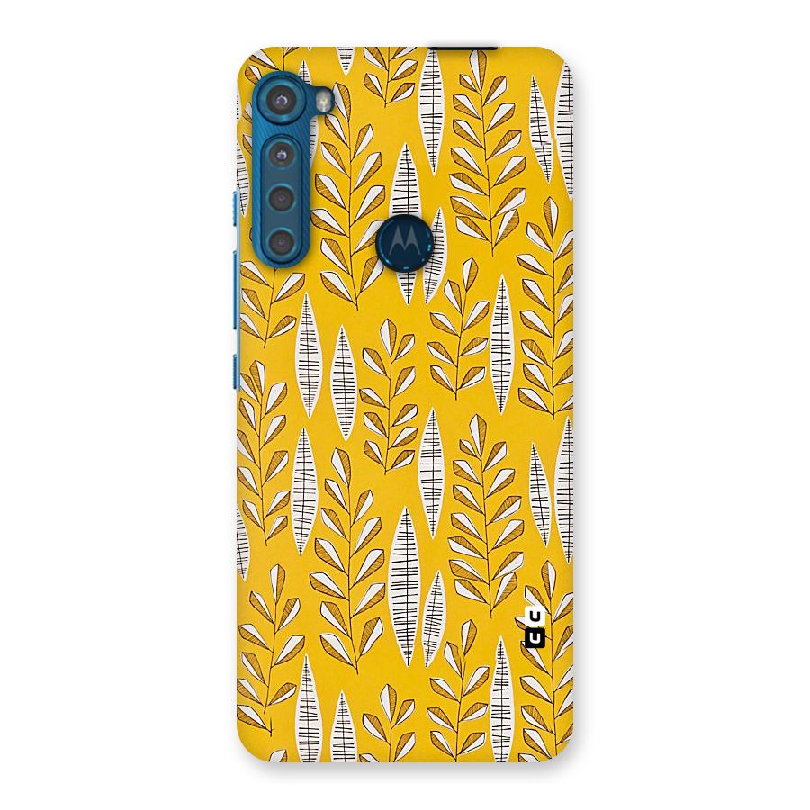 Yellow Leaf Pattern Back Case for Motorola One Fusion Plus