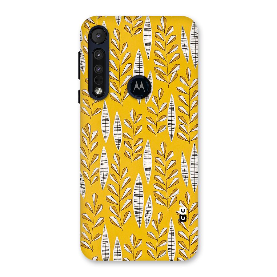 Yellow Leaf Pattern Back Case for Motorola One Macro
