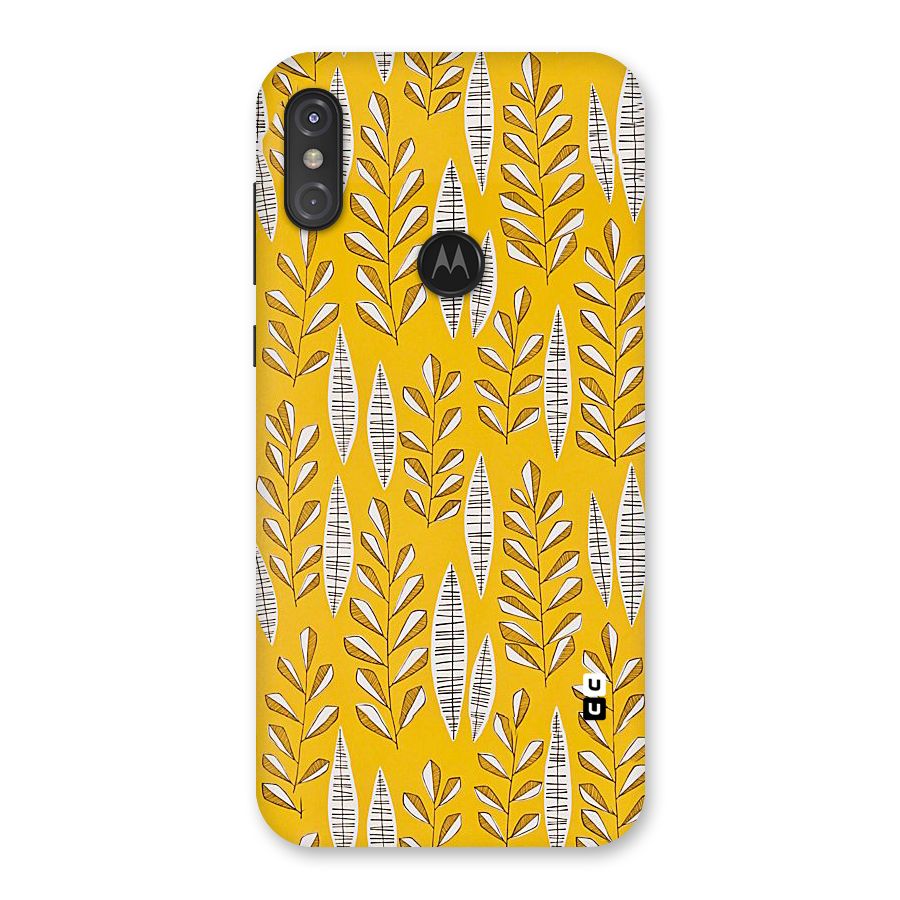 Yellow Leaf Pattern Back Case for Motorola One Power