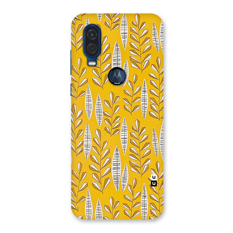 Yellow Leaf Pattern Back Case for Motorola One Vision