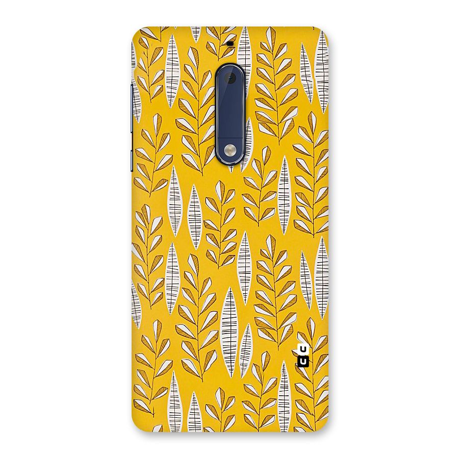 Yellow Leaf Pattern Back Case for Nokia 5