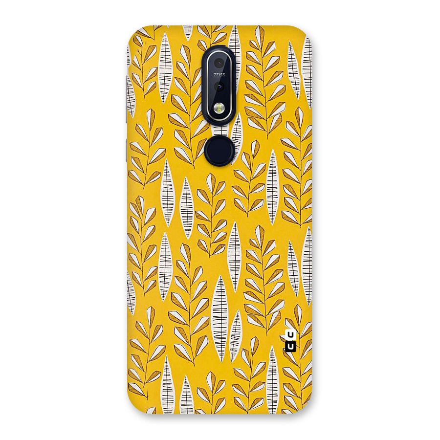 Yellow Leaf Pattern Back Case for Nokia 7.1