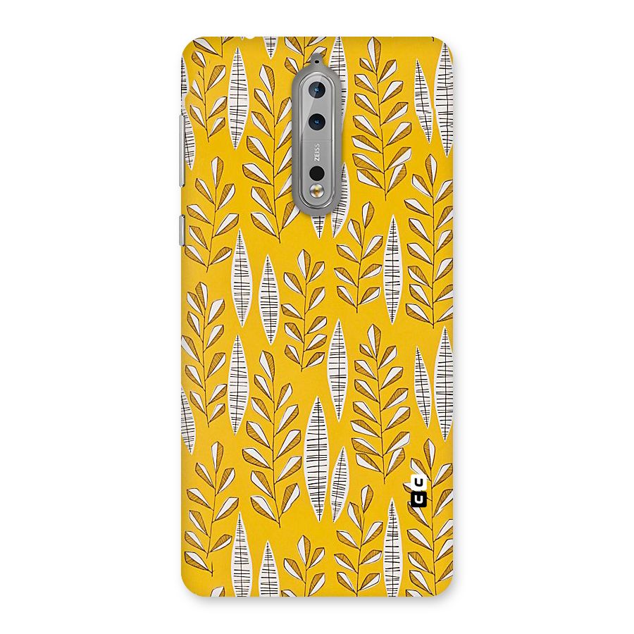 Yellow Leaf Pattern Back Case for Nokia 8