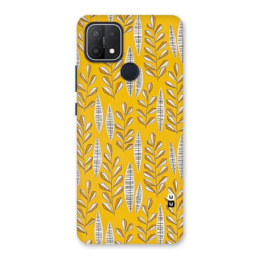 Yellow Leaf Pattern Back Case for Oppo A15s