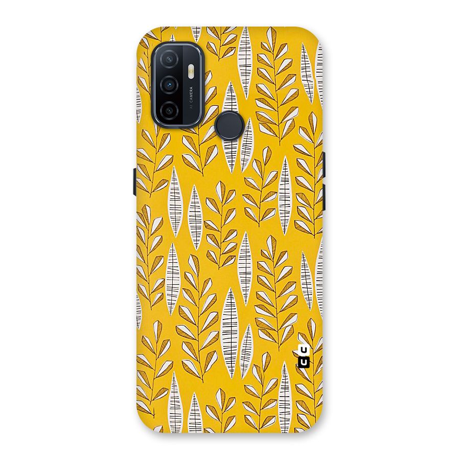 Yellow Leaf Pattern Back Case for Oppo A32