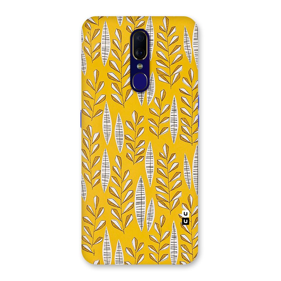 Yellow Leaf Pattern Back Case for Oppo F11