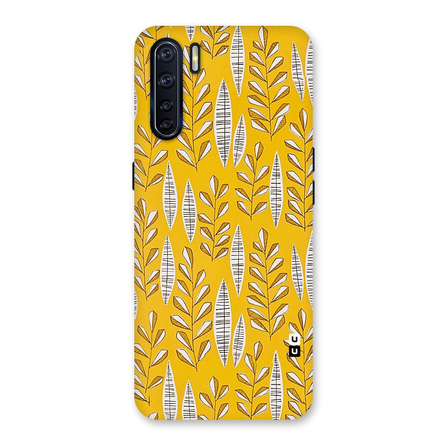 Yellow Leaf Pattern Back Case for Oppo F15
