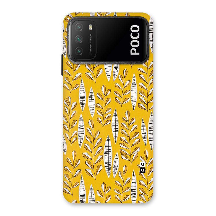 Yellow Leaf Pattern Back Case for Poco M3