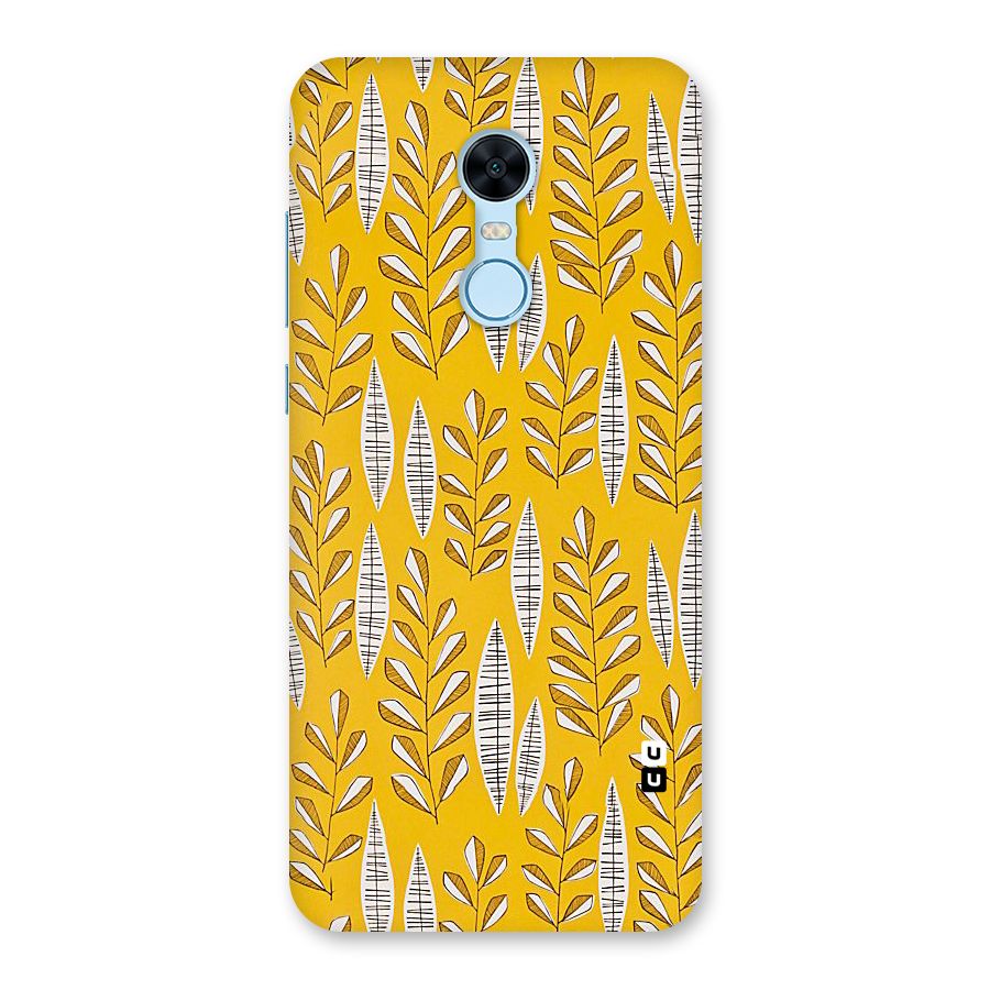 Yellow Leaf Pattern Back Case for Redmi Note 5