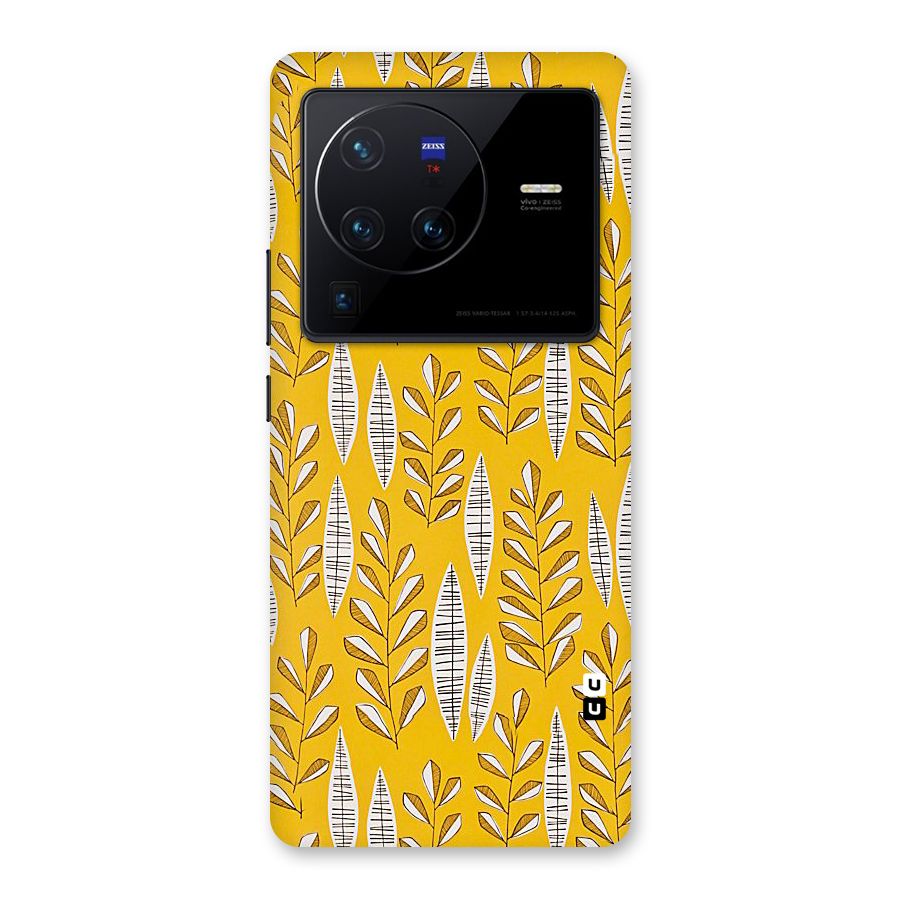 Yellow Leaf Pattern Back Case for Vivo X80 Pro