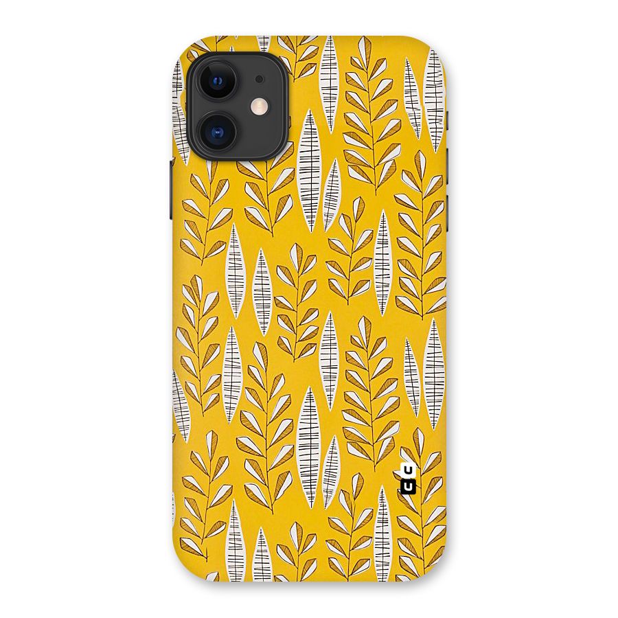 Yellow Leaf Pattern Back Case for iPhone 11