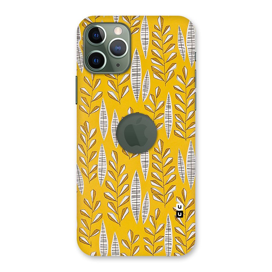 Yellow Leaf Pattern Back Case for iPhone 11 Pro Logo  Cut