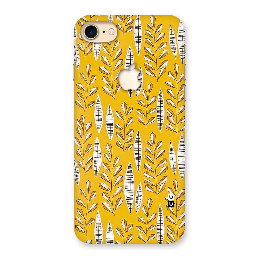 Yellow Leaf Pattern Back Case for iPhone 7 Apple Cut