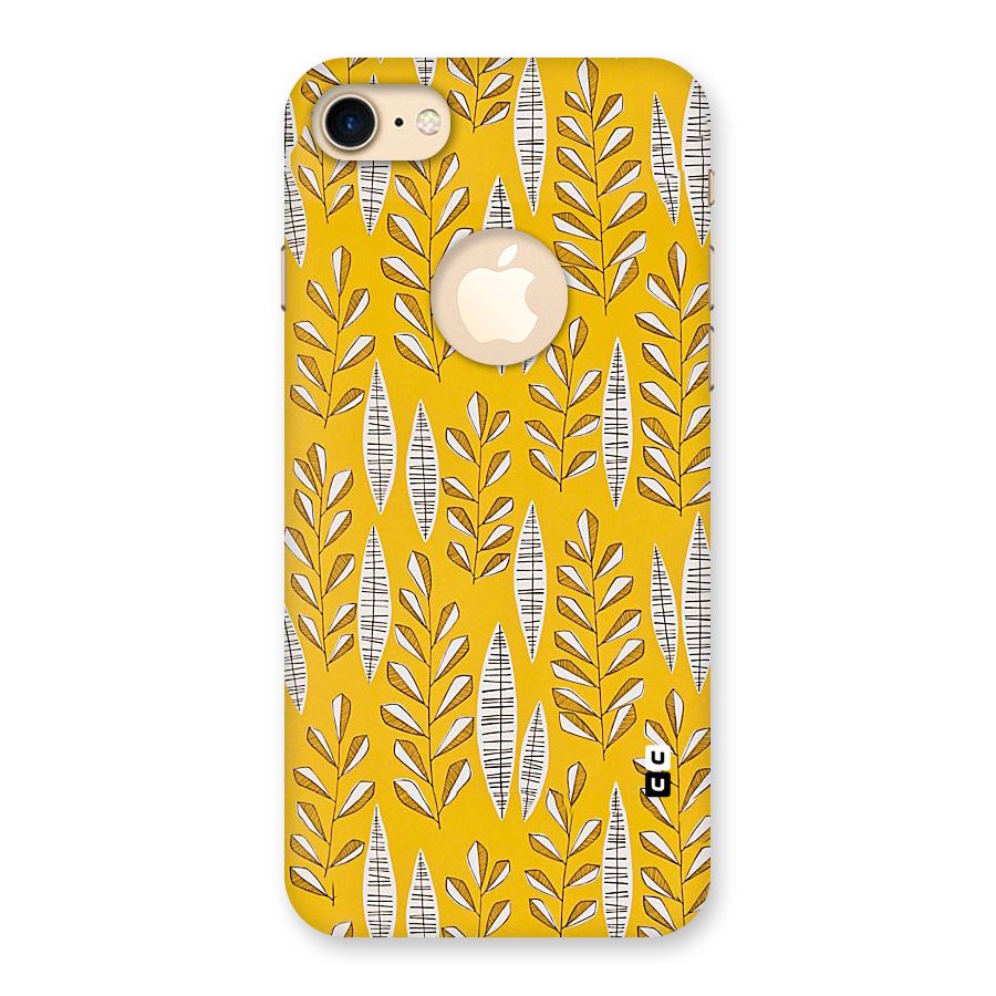 Yellow Leaf Pattern Back Case for iPhone 7 Logo Cut