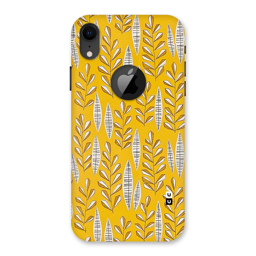Yellow Leaf Pattern Back Case for iPhone XR Logo Cut