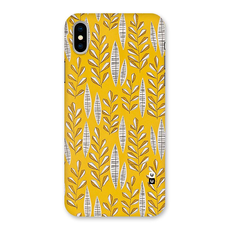 Yellow Leaf Pattern Back Case for iPhone XS