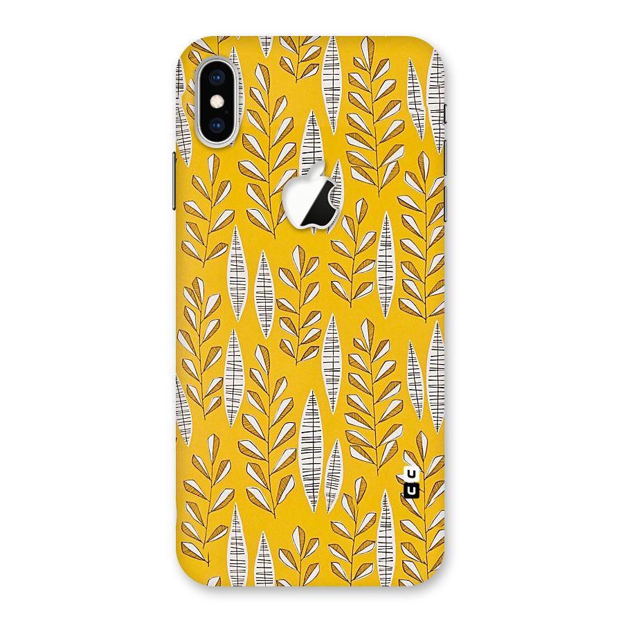 Yellow Leaf Pattern Back Case for iPhone XS Max Apple Cut