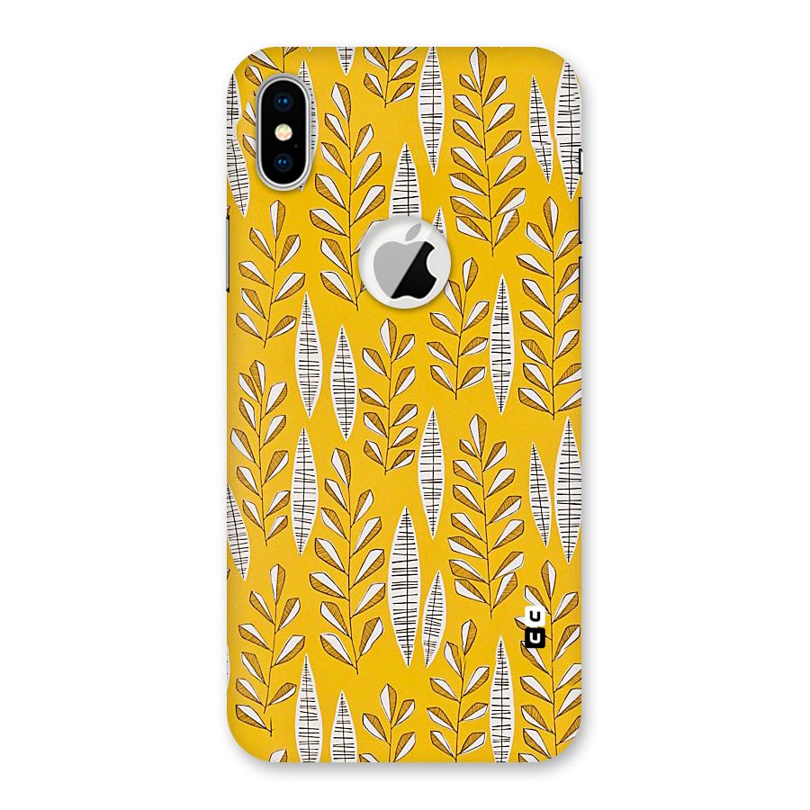 Yellow Leaf Pattern Back Case for iPhone X Logo Cut