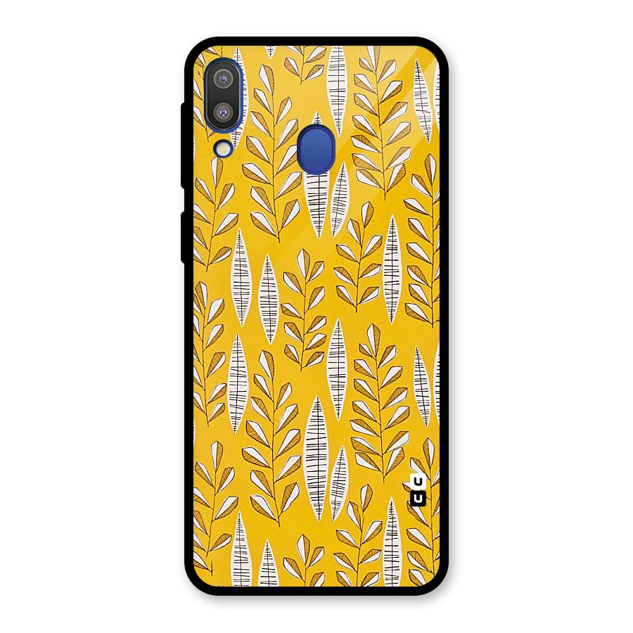 Yellow Leaf Pattern Glass Back Case for Galaxy M20
