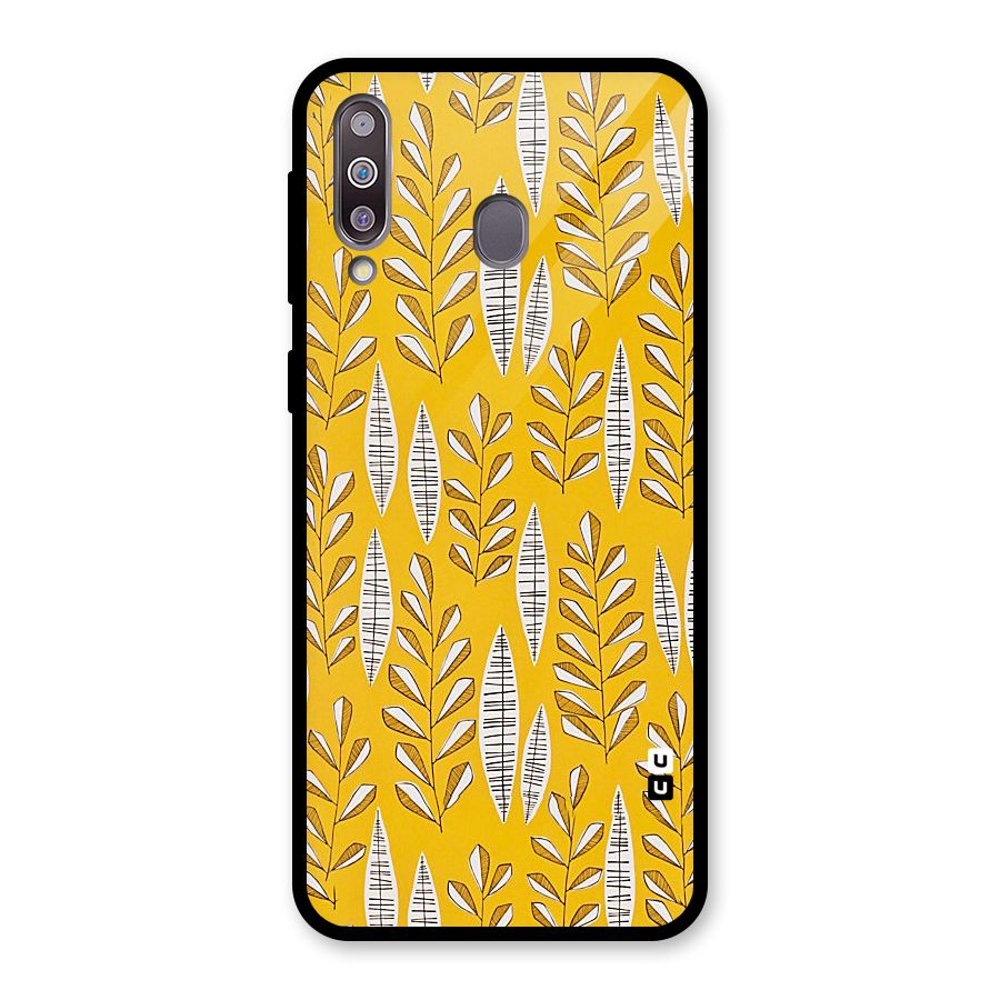 Yellow Leaf Pattern Glass Back Case for Galaxy M30