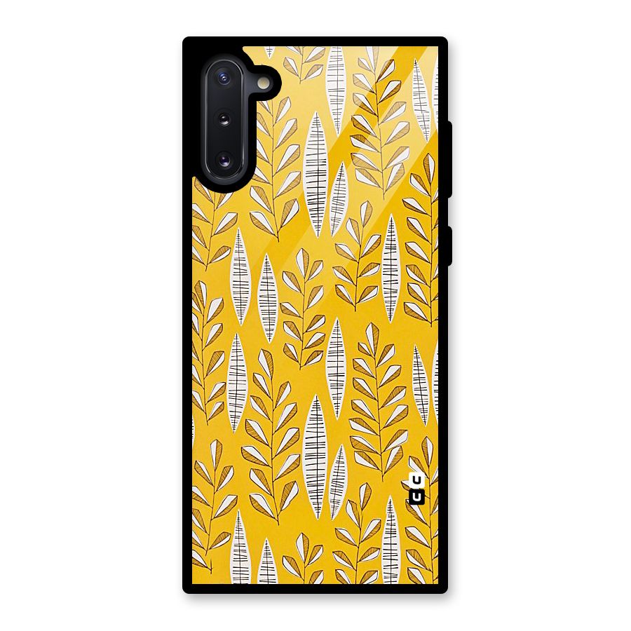 Yellow Leaf Pattern Glass Back Case for Galaxy Note 10
