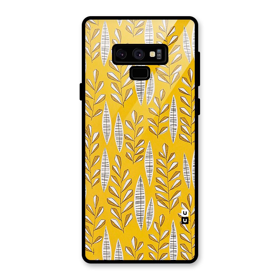 Yellow Leaf Pattern Glass Back Case for Galaxy Note 9
