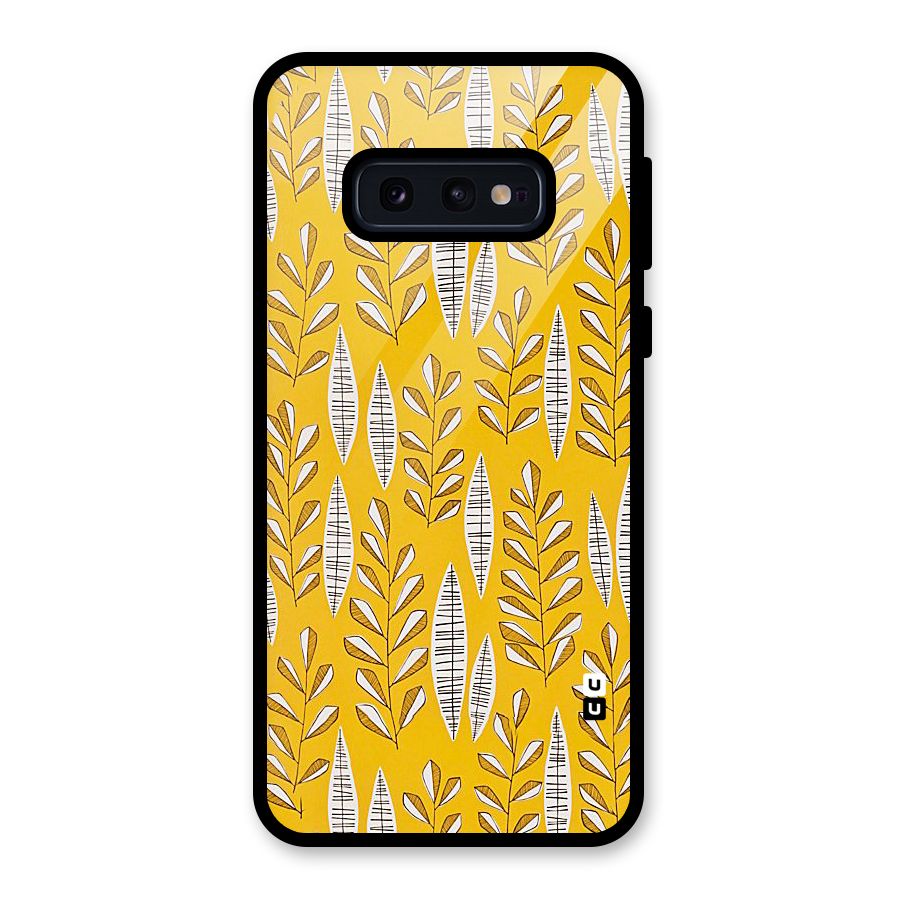 Yellow Leaf Pattern Glass Back Case for Galaxy S10e