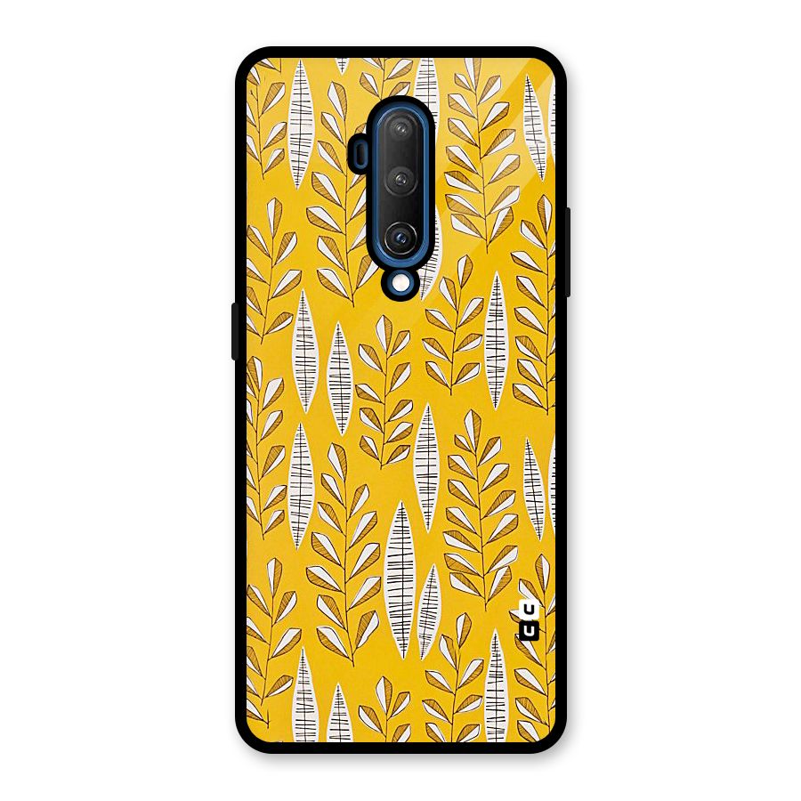 Yellow Leaf Pattern Glass Back Case for OnePlus 7T Pro