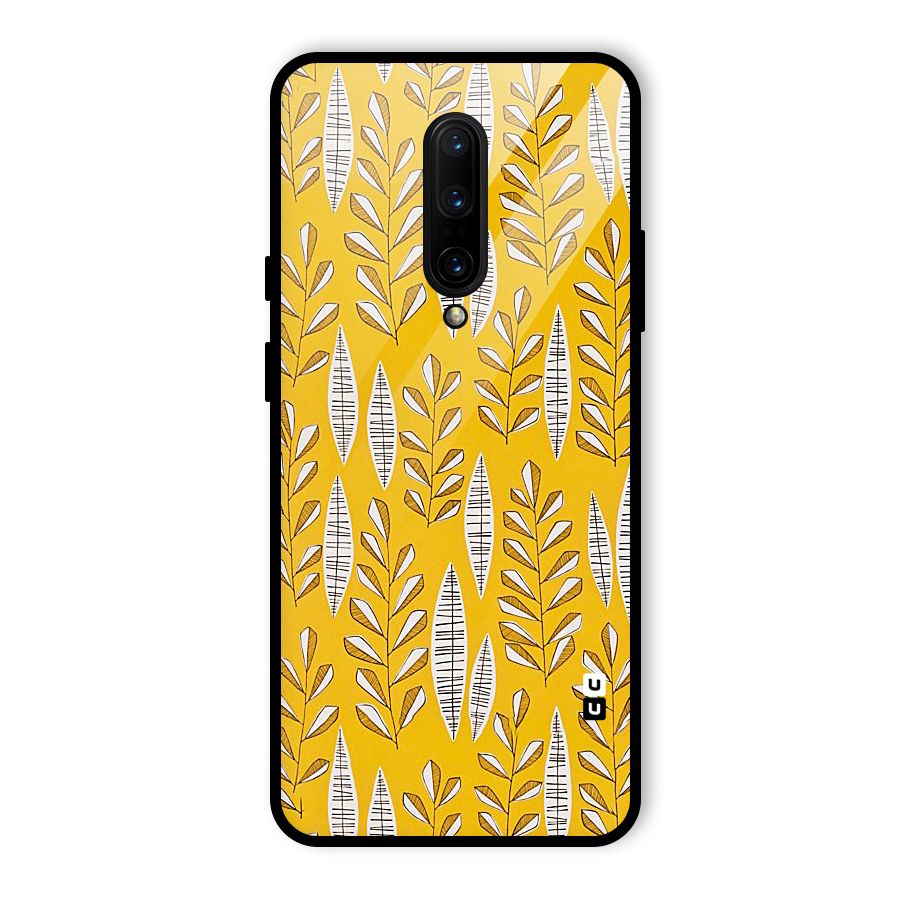 Yellow Leaf Pattern Glass Back Case for OnePlus 7 Pro