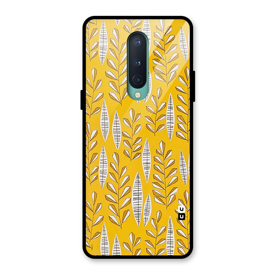 Yellow Leaf Pattern Glass Back Case for OnePlus 8
