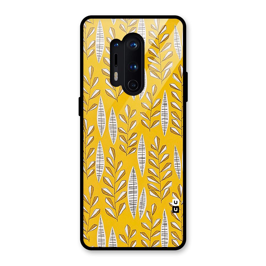 Yellow Leaf Pattern Glass Back Case for OnePlus 8 Pro