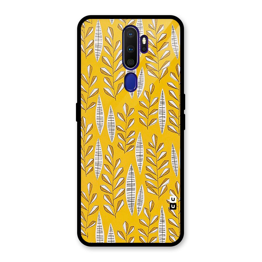 Yellow Leaf Pattern Glass Back Case for Oppo A9 (2020)