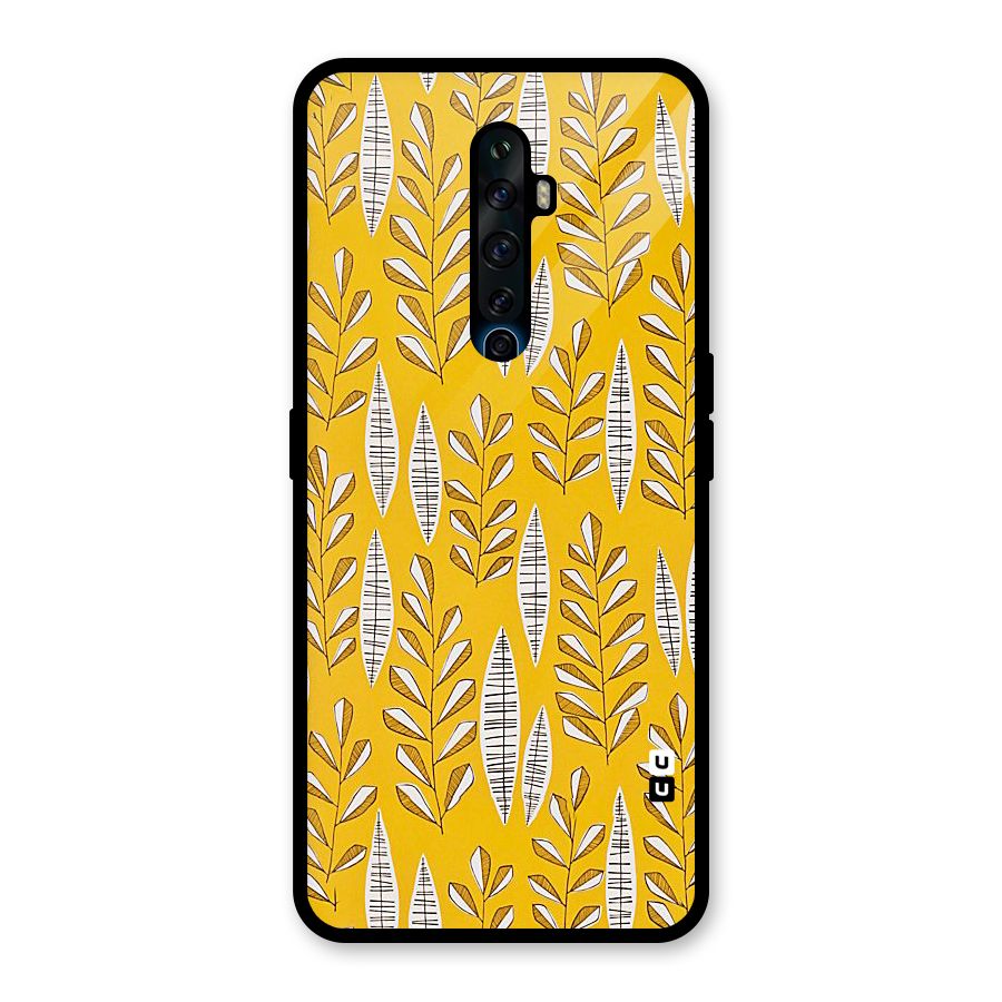 Yellow Leaf Pattern Glass Back Case for Oppo Reno2 Z