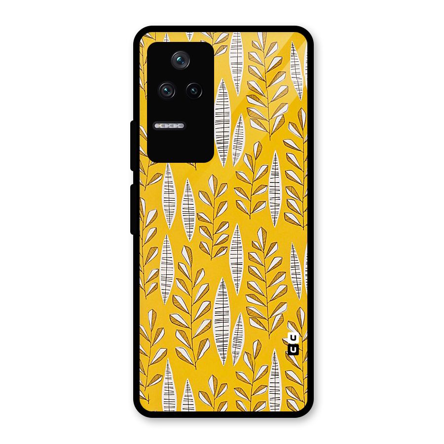 Yellow Leaf Pattern Glass Back Case for Poco F4 5G
