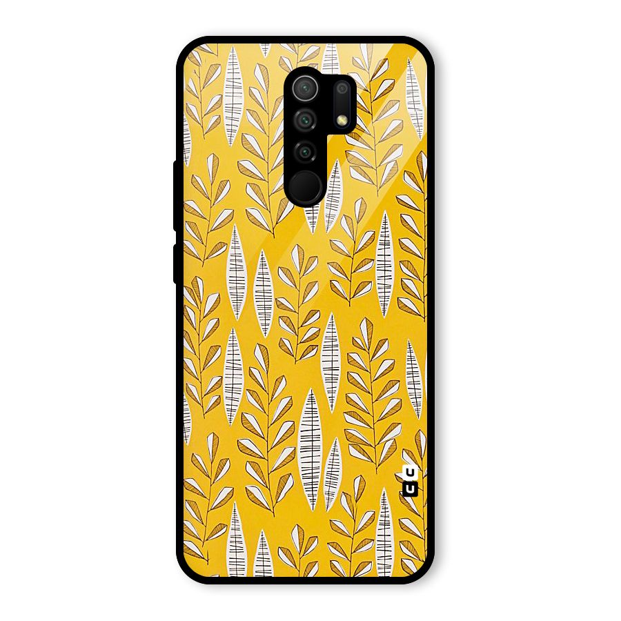 Yellow Leaf Pattern Glass Back Case for Poco M2