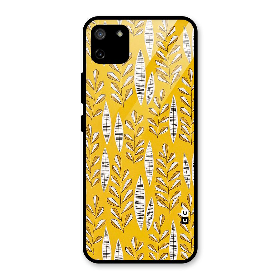 Yellow Leaf Pattern Glass Back Case for Realme C11