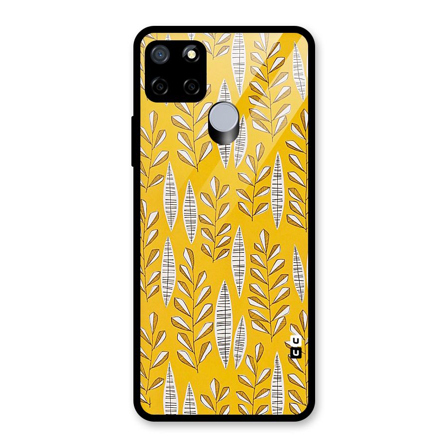 Yellow Leaf Pattern Glass Back Case for Realme C12