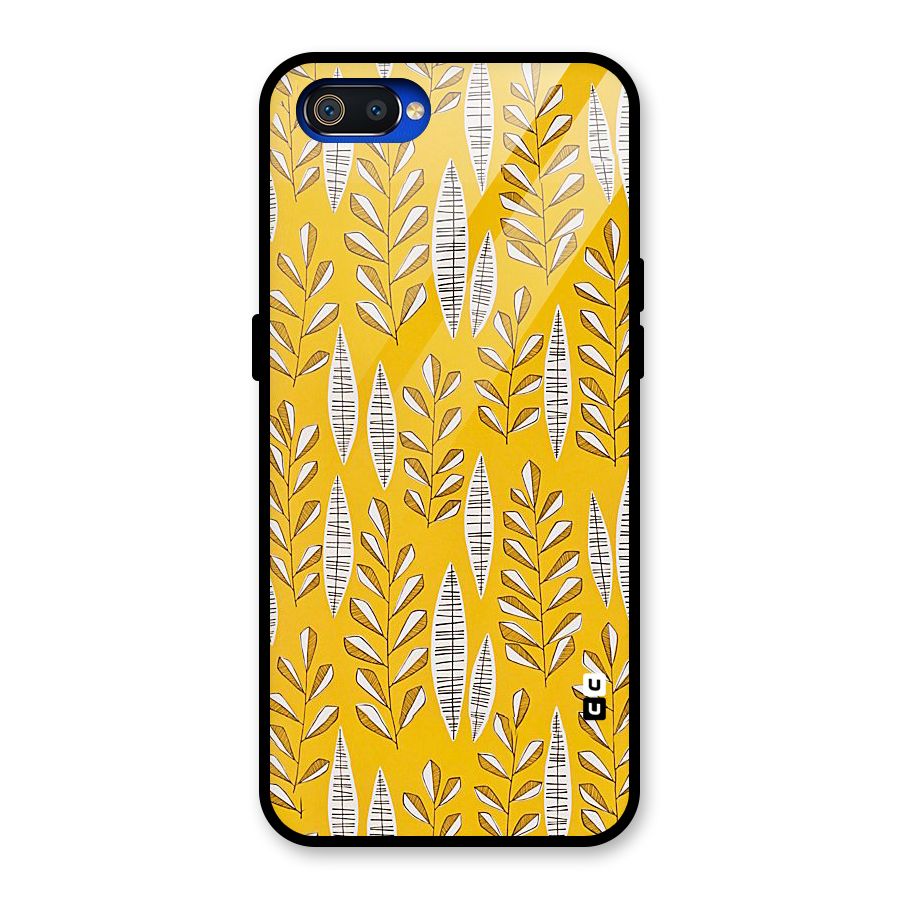 Yellow Leaf Pattern Glass Back Case for Realme C2