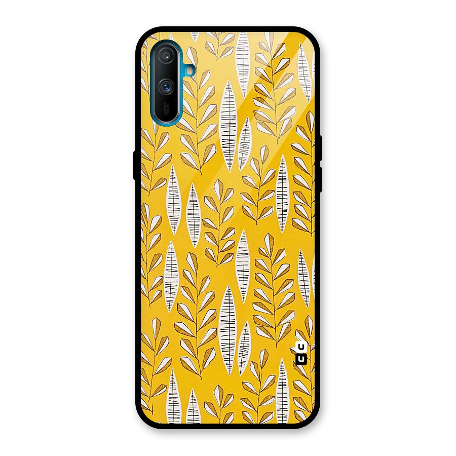 Yellow Leaf Pattern Glass Back Case for Realme C3