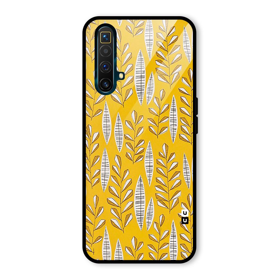 Yellow Leaf Pattern Glass Back Case for Realme X3