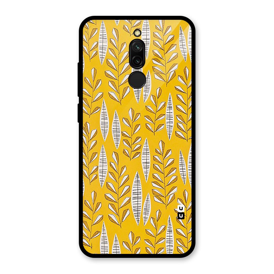 Yellow Leaf Pattern Glass Back Case for Redmi 8