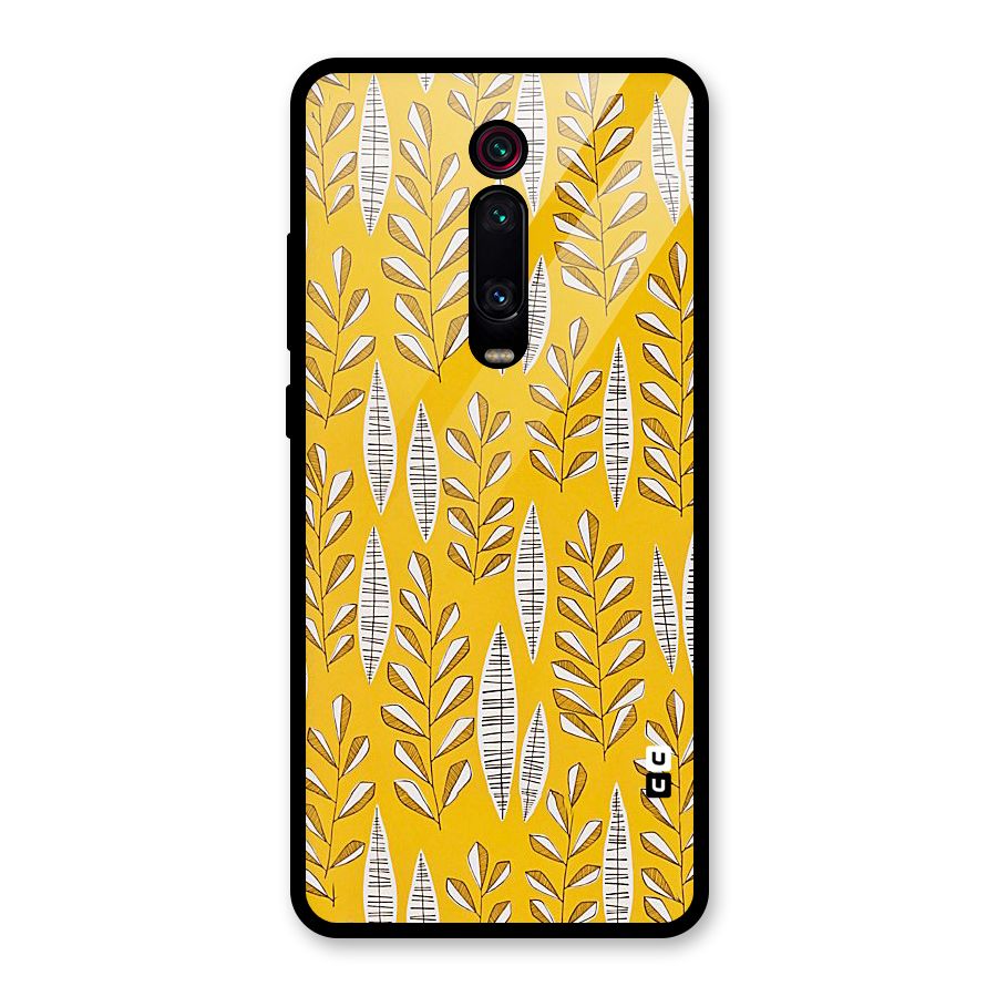 Yellow Leaf Pattern Glass Back Case for Redmi K20 Pro