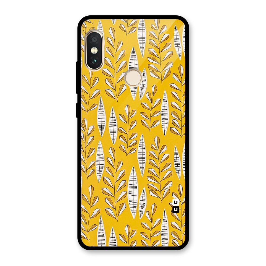Yellow Leaf Pattern Glass Back Case for Redmi Note 5 Pro