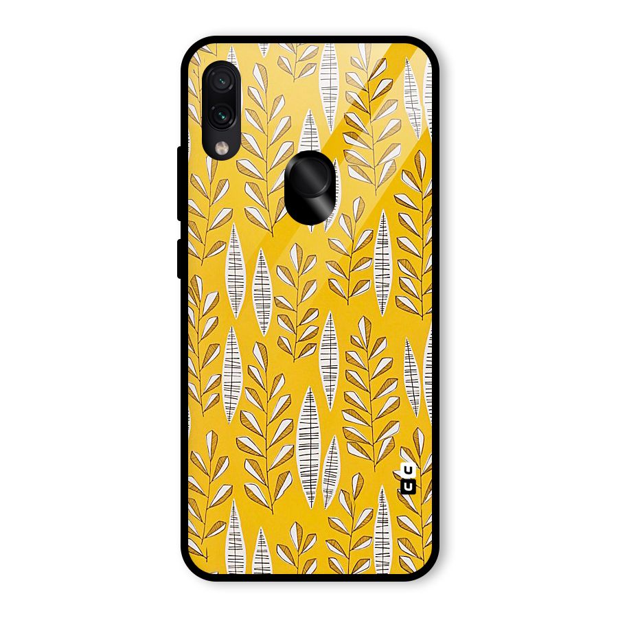 Yellow Leaf Pattern Glass Back Case for Redmi Note 7 Pro