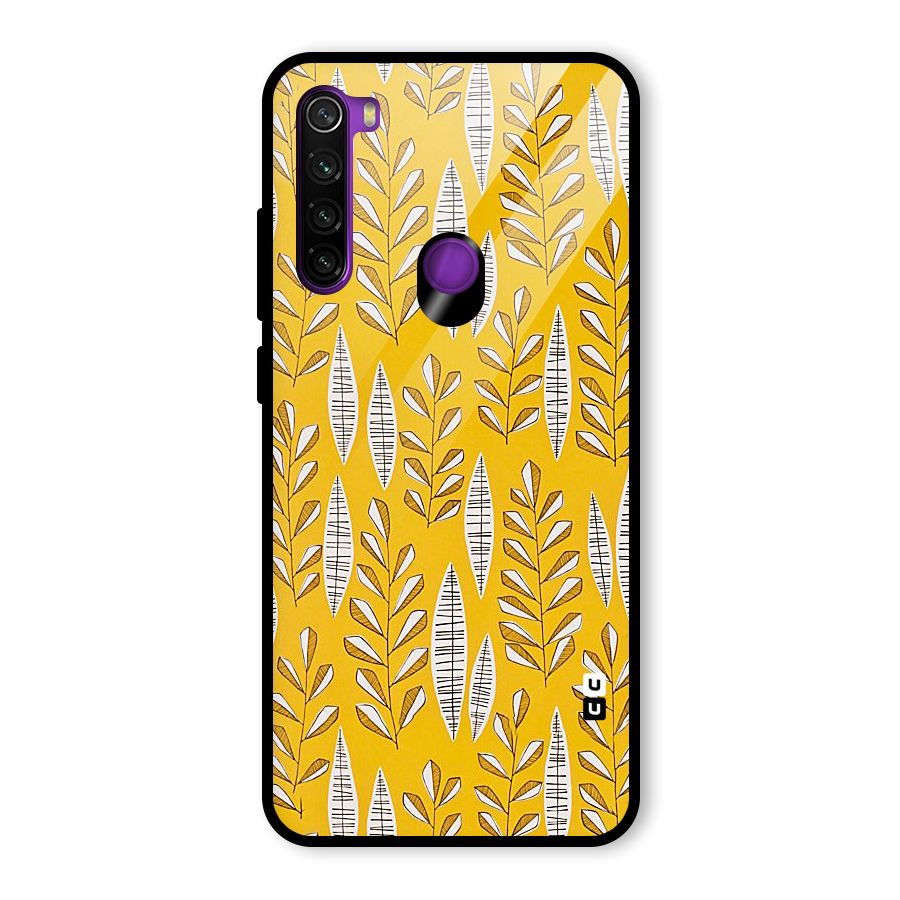 Yellow Leaf Pattern Glass Back Case for Redmi Note 8