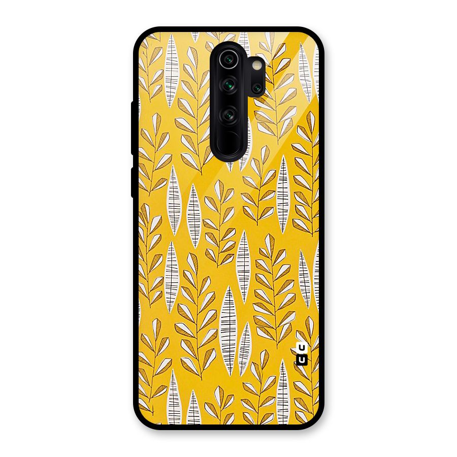 Yellow Leaf Pattern Glass Back Case for Redmi Note 8 Pro