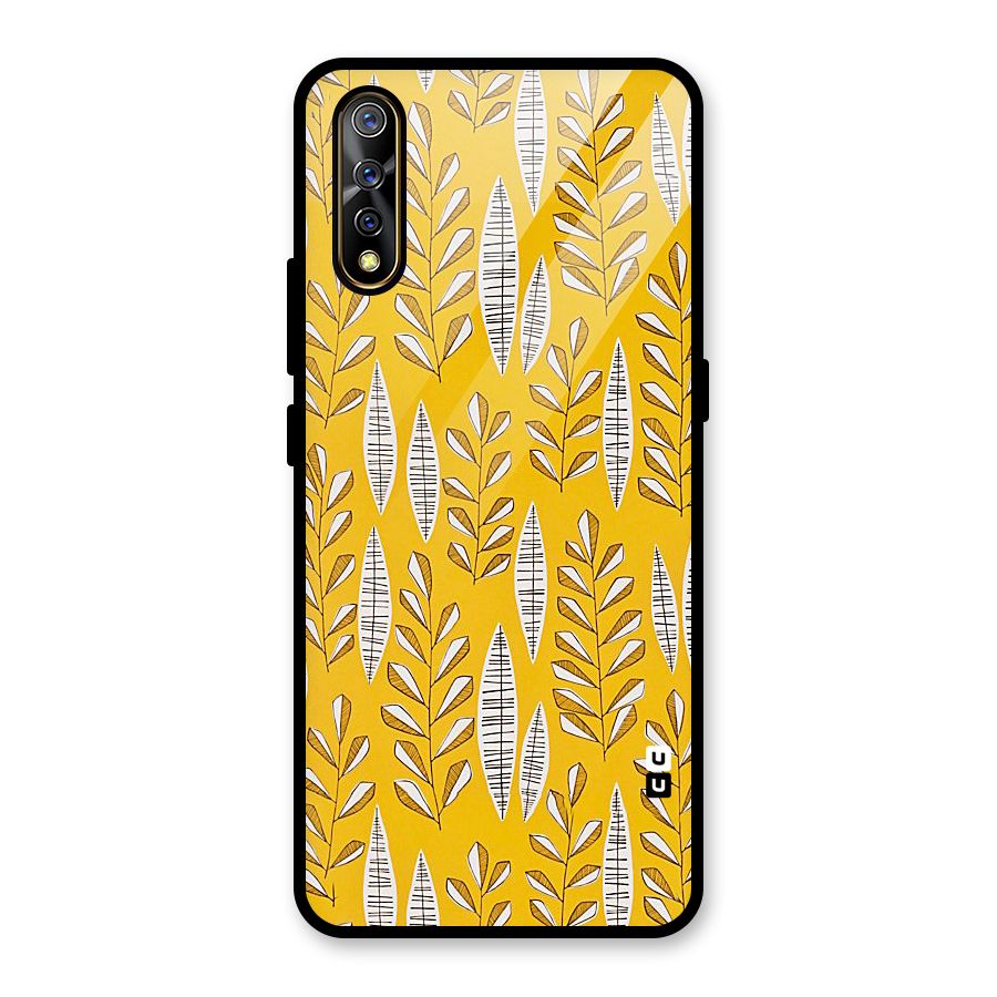 Yellow Leaf Pattern Glass Back Case for Vivo S1